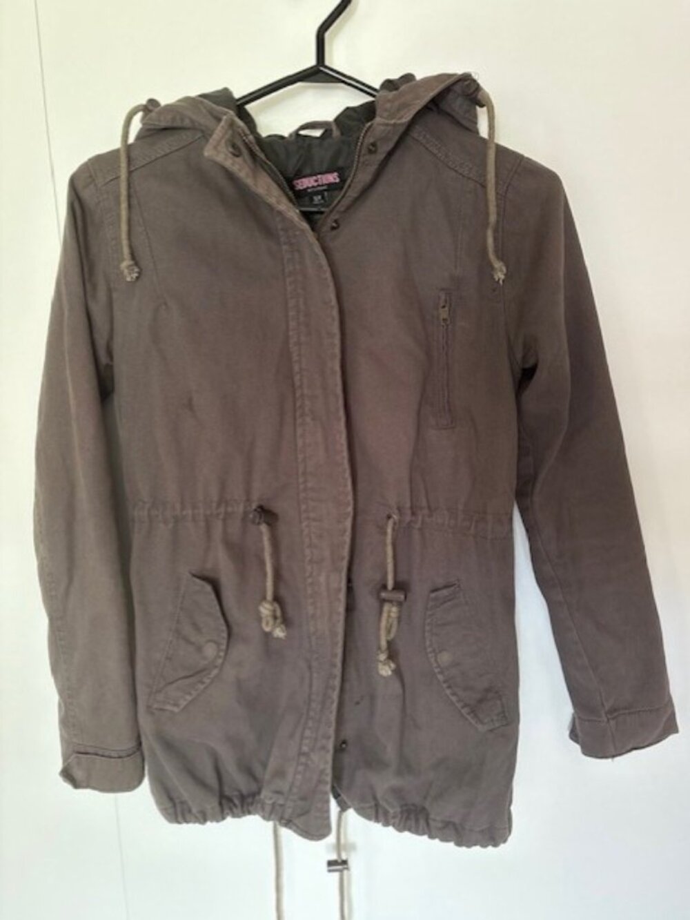 Dark Grey Fall Zippered Jacket with an Adjustable Waistline from Seductions